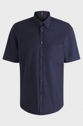 Koszula BOSS Relegant 6 short M BLU (50537331-418). Niebieskie koszule Boss, l, bez wzorów, bez kołnierzyka, bez ramiączek. Za 269.00 zł.