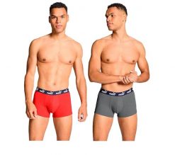 Bokserki majtki męskie Puma 2-Pack. Czerwone bokserki Puma, m, bez wzorów, z bawełny. Za 59.00 zł.