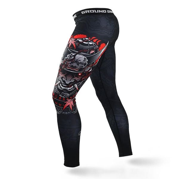 Legginsy do MMA męskie Ground Game SAMURAI 2.0. Czarne legginsy długie sportowe GROUND GAME, m, bez wzorów, z elastanu, do biegania. Za 139.99 zł.
