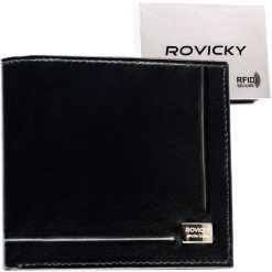 Portfel męski Rovicky CPR-10-NBAR czarny. Czarne portfele ROVICKY, bez wzorów, ze skóry. Za 54.99 zł.