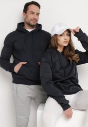 Granatowa Bluza Evoire. Niebieskie bluzy Born2be, l, bez wzorów, z kapturem. W wyprzedaży za 55.24 zł.