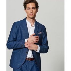 Marynarka garniturowa z lnem slim fit - Granatowy. Marynarki marki Reserved. W wyprzedaży za 199.99 zł.