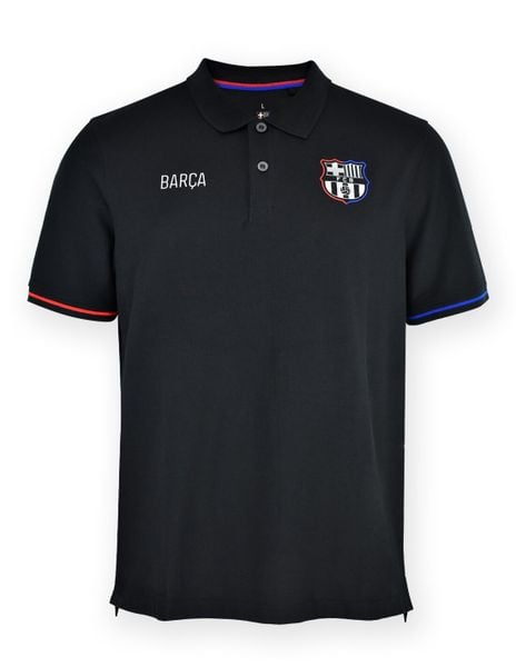 Koszula Barcelona 25/26 z kołnierzykiem w kolorze czarnym. Czarne koszule FC Barcelona, l, bez wzorów, z bawełny, bez kołnierzyka, bez ramiączek. Za 207.28 zł.