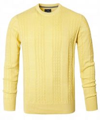 Lekki, Męski Sweter Bawełniany - Pako Jeans - Żółty, Faktura Materiału. Żółte swetry rozpinane Pako Jeans, l, bez wzorów, z bawełny, bez kołnierzyka, bez ramiączek. Za 189.00 zł.