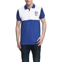 Koszulka polo w kolorze niebiesko-białym. Białe koszulki polo sportowe marki Camel Active, Varsity, polo. W wyprzedaży za 72.95 zł.