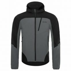 Męska kurtka softshell Kilpi NEATRIL-M. Szare kurtki Kilpi, m, bez wzorów, z materiału, z kapturem. Za 244.50 zł.