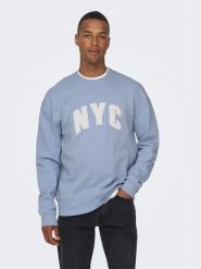 Only & Sons Bluza 22026376 Niebieski Regular Fit. Niebieskie bluzy Only & Sons, m, bez wzorów, z bawełny, bez kaptura. Za 159.99 zł.