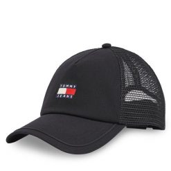 Czapka z daszkiem Tommy Jeans. Czarne czapki z daszkiem Tommy Jeans, bez wzorów, z jeansu. Za 119.99 zł.