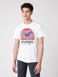 WRANGLER SS HORSE TEE MĘSKI T-SHIRT WHITE W7G1D3989 112131823. Białe t-shirty Wrangler, m, bez wzorów, bez kołnierzyka, bez ramiączek. Za 69.99 zł.