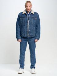 Kurtka męska jeansowa z kożuszkiem niebieska Ruben 353. Niebieskie kurtki BIG STAR, l, bez wzorów, z bawełny, bez kaptura. Za 499.99 zł.