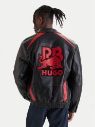 HUGO Kurtka skórzana Lugor 50559737 Czarny Regular Fit. Czarne kurtki Hugo, m, bez wzorów, ze skóry, bez kaptura. Za 2,519.00 zł.