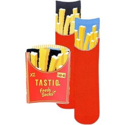 Skarpety Tastic Skarpetki unisex 2-pak Pommes Giftbox Red. Brązowe skarpety Attiq, bez wzorów. Za 131.99 zł.