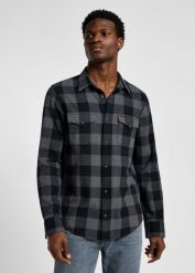 LEE MĘSKA KOSZULA CLEAN WESTERN SHIRT STATIC GRAY 112355745 L66R008549. Szare koszule Lee, l, bez wzorów, bez kołnierzyka, bez ramiączek. Za 139.99 zł.