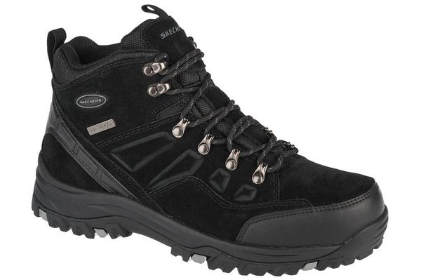 Buty turystyczne męskie, Skechers Relment-Pelmo. Czarne buty turystyczne Skechers, na zimę, bez wzorów, z materiału, bez zapięcia, trekkingowe. Za 359.99 zł.