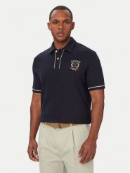 Guess Polo M6YP17 K4398 Granatowy Regular Fit. Niebieskie koszulki polo Guess, l, z aplikacjami, z bawełny, bez kołnierzyka, bez ramiączek. Za 344.99 zł.