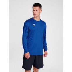 Dżersej z długim rękawem Hummel Authentic Pl. Niebieskie bluzki z długim rękawem Hummel, bez wzorów, z dżerseju, bez kołnierzyka, bez ramiączek. Za 172.50 zł.