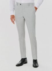 PAKO LORENTE – Spodnie garniturowe w kolorze jasnoszarym. Szare garnitury Pako Lorente, bez wzorów, z elastanu. Za 249.99 zł.