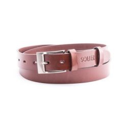 Skórzany elegancki pasek męski SOLIER SB10 ciemny brązowy 90 cm. Brązowe paski Solier, bez wzorów, z materiału, eleganckie. Za 55.90 zł.