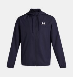 Under Armour UA RIVAL WVN WINDBREAKER Kurtka męska. Niebieskie kurtki Under Armour, m, bez wzorów, z materiału, bez kaptura. W wyprzedaży za 209.99 zł.