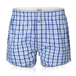 Męskie Bokserki Bawełniane - Pako Jeans - Biało-Niebieska Kratka. Białe bokserki Pako Jeans, l, bez wzorów, z bawełny. Za 33.00 zł.