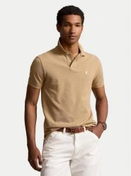 Polo Ralph Lauren Polo 710536856379 Beżowy Slim Fit. Brązowe koszulki polo Polo Ralph Lauren, m, bez wzorów, z bawełny, bez kołnierzyka, bez ramiączek. Za 369.99 zł.