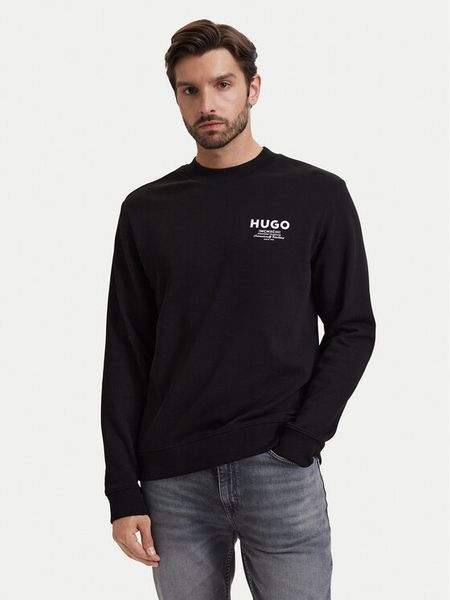 HUGO Bluza Nespon 50572772 Czarny Regular Fit. Czarne bluzy Hugo, m, bez wzorów, z bawełny, bez kaptura. Za 349.99 zł.