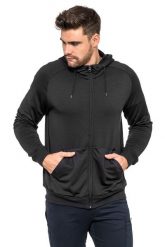 Bluza sportowa IPPE czarna. Niebieskie bluzy z kapturem AVACORE, l, bez wzorów, z materiału, z kapturem. Za 139.00 zł.