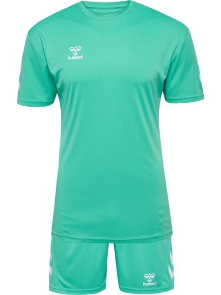 Zestaw koszulka + szorty Hummel Logo. Białe krótkie spodenki sportowe Hummel, l, bez wzorów, z bawełny. Za 153.00 zł.