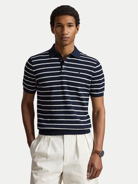 Polo Ralph Lauren Polo 710B17976001 Granatowy Regular Fit. Niebieskie koszulki polo Polo Ralph Lauren, m, bez wzorów, z bawełny, bez kołnierzyka, bez ramiączek. Za 949.99 zł.