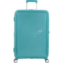 Walizka turystyczna Soundbox Spinner 77 TSA EXP 97L. Niebieskie walizki American Tourister, bez wzorów. W wyprzedaży za 778.80 zł.