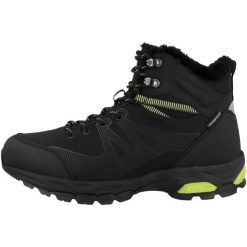 Buty zimowe Hi Tec BLACK LIME JACKDAW WP INSULATED WODOODPORNE OCIEPLANE. Czarne buty trekkingowe Hi-tec, na zimę, bez wzorów, bez zapięcia. W wyprzedaży za 349.00 zł.