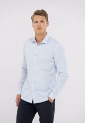 Koszula z wzorem, Slim Fit, K-NILTON. Niebieskie koszule Volcano, l, bez wzorów, z bawełny, bez kołnierzyka, bez ramiączek. Za 139.99 zł.