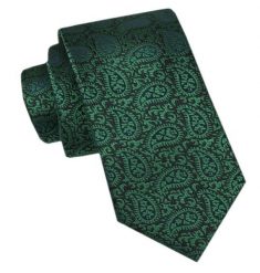 Modny Męski Krawat - Alties - Duży, Zielony Wzór Paisley. Zielone krawaty i muchy Alties, bez wzorów, z tkaniny. Za 49.00 zł.