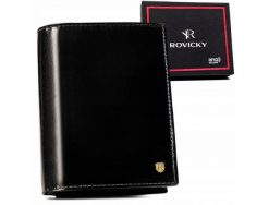 Portfel skórzany Rovicky 22313-RVT czarny. Czarne portfele ROVICKY, bez wzorów. Za 109.99 zł.