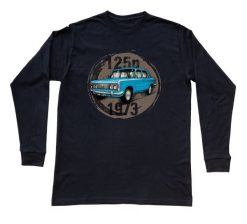 Fiat 125p — bluzka z długim rękawem (Rozmiar: 3 - 4 lata; Kolor koszulki: czarny; Rodzaj nadruku: Fiat 125p). Czarne bluzki z długim rękawem nikiniki, m, bez wzorów, z bawełny, bez kołnierzyka, bez ramiączek. Za 79.00 zł.