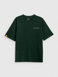 4F T-shirt loose z nadrukiem męski - zielony M. Zielone t-shirty 4F, m, bez wzorów, z bawełny, bez kołnierzyka, bez ramiączek. Za 89.99 zł.