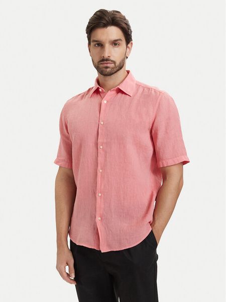 BOSS Koszula Rash 50537382 Czerwony jasny Regular Fit. Czerwone koszule Boss, m, bez wzorów, ze lnu, bez kołnierzyka, bez ramiączek. Za 278.99 zł.