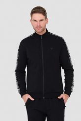 GUESS Czarna męska bluza dresowa, Rozmiar XXL. Czarne bluzy Guess, l, z aplikacjami, z dresówki, bez kaptura. W wyprzedaży za 201.99 zł.