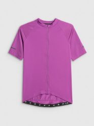 4F Koszulka kolarska męska - fioletowa L. Fioletowe t-shirty 4F, l, bez wzorów, z włókna, bez kołnierzyka, bez ramiączek. Za 179.99 zł.