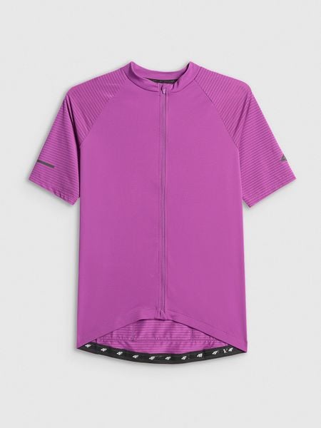 4F Koszulka kolarska męska - fioletowa L. Fioletowe t-shirty 4F, l, bez wzorów, z włókna, bez kołnierzyka, bez ramiączek. Za 179.99 zł.