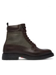 Tommy Hilfiger Trzewiki Corporate Casual Mix W Wpm Boot FM0FM05988 Brązowy ciemny. Brązowe botki sznurowane Tommy Hilfiger, bez wzorów, ze skóry, bez obcasa, bez zapięcia. Za 799.99 zł.