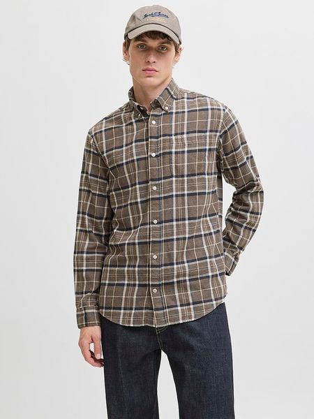 Jack & Jones Koszula - Regular fit - w kolorze khaki rozmiar: S. Brązowe koszule Jack & Jones, s, bez wzorów, z bawełny, bez kołnierzyka, bez ramiączek. Za 78.47 zł.