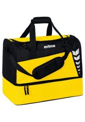 Torba sportowa z dolną przegrodą Erima Six Wings. Czarne torby na ramię Erima, bez wzorów, z poliesteru, na ramię, z nadrukiem, bez dodatków. Za 119.99 zł.