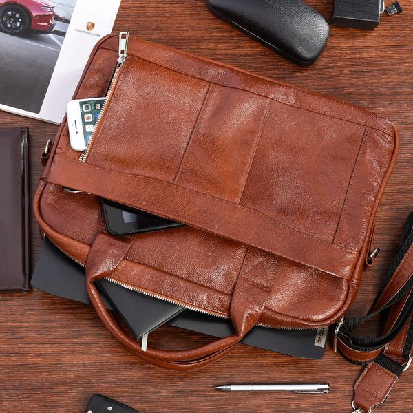 Skórzana torba na laptop duża męska pojemna premium Beltimore brązowa J13. Brązowe torby na laptopa . Za 439.99 zł.