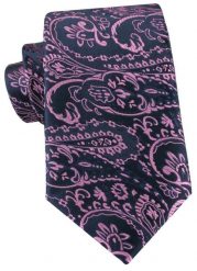 Granatowy Krawat, Jasnofioletowy Wzór Paisley - Alties. Niebieskie krawaty i muchy Alties, bez wzorów, z tkaniny. Za 55.00 zł.