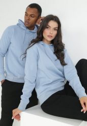 Niebieska Bluza Notanthus. Niebieskie bluzy Born2be, m, bez wzorów, z dzianiny, z kapturem. W wyprzedaży za 67.99 zł.