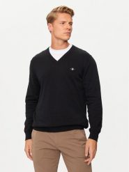 Gant Sweter Classic 8030562 Czarny Regular Fit. Czarne swetry rozpinane GANT, l, bez wzorów, z bawełny, bez kołnierzyka, bez ramiączek. Za 519.99 zł.