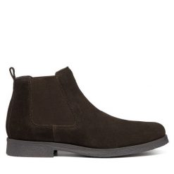 Sztyblety Geox. Brązowe botki sznurowane Geox, bez wzorów, bez obcasa, bez zapięcia. Za 469.99 zł.