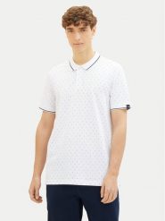 Tom Tailor Denim Polo 1040465 Biały Regular Fit. Białe koszulki polo TOM TAILOR DENIM, l, bez wzorów, z bawełny, bez kołnierzyka, bez ramiączek. Za 89.99 zł.