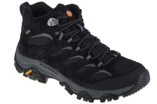 Buty trekkingowe męskie Merrell Moab 3 Mid Gtx Gore-tex. Czarne buty turystyczne Merrell, bez wzorów, z gore-texu, za kostkę, bez zapięcia, outdoorowe, gore-tex. Za 759.65 zł.